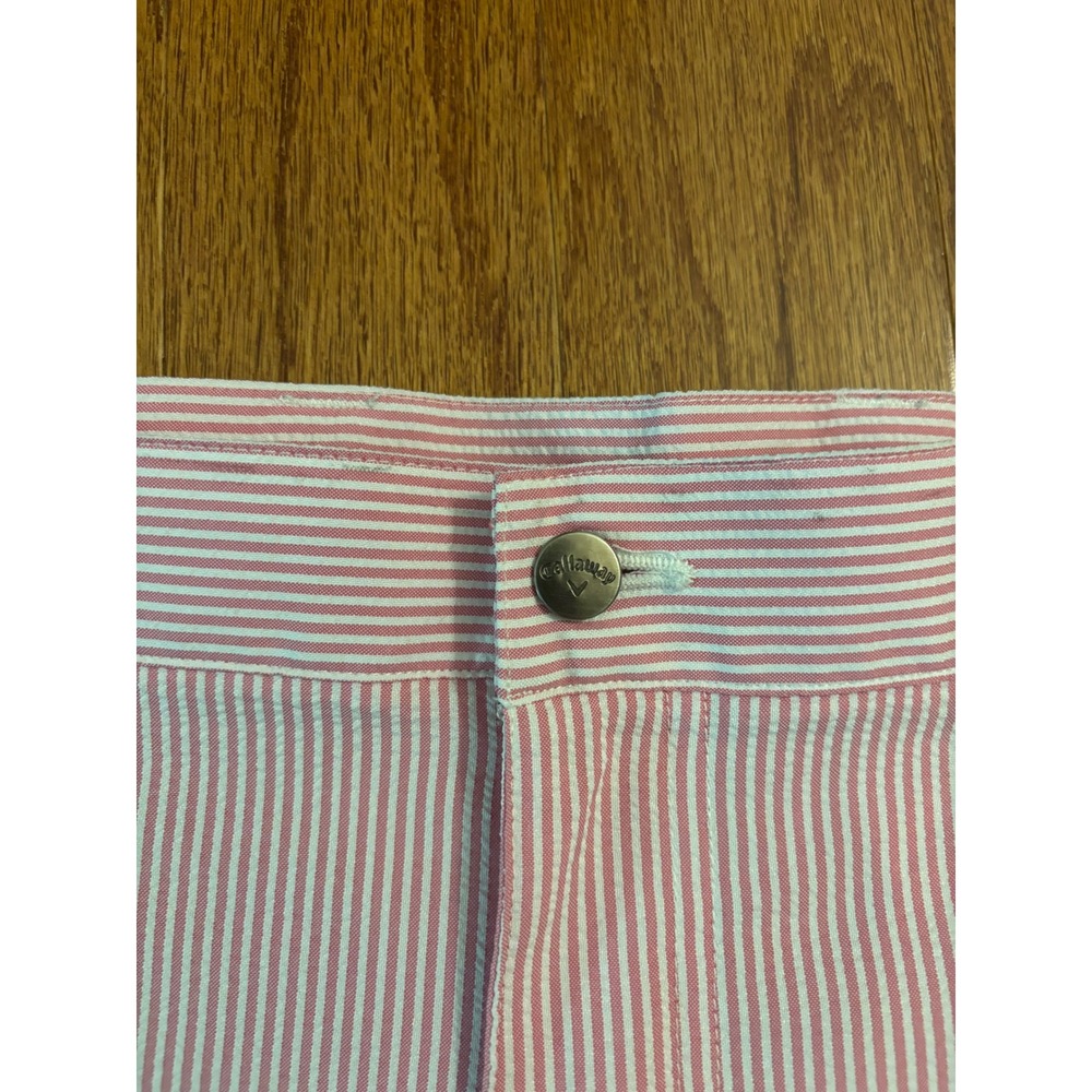 Callaway Pink and White Striped Sear Sucker Shorts Size 38 - Picture 4 of 11